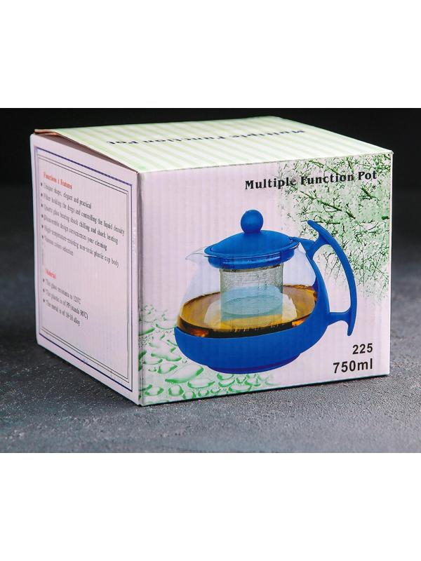 Чайник стеклянный заварочный «Фантазия», 750 мл, с металлическим ситом, цвет МИКС