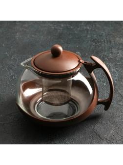 Чайник стеклянный заварочный «Фантазия», 1,25 л, с металлическим ситом, цвет МИКС
