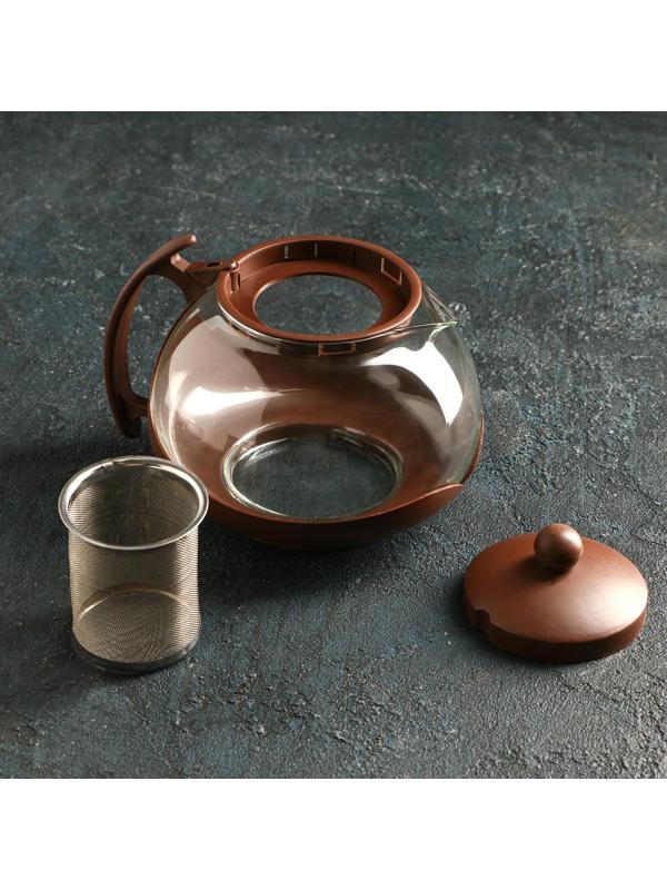 Чайник стеклянный заварочный «Фантазия», 1,25 л, с металлическим ситом, цвет МИКС