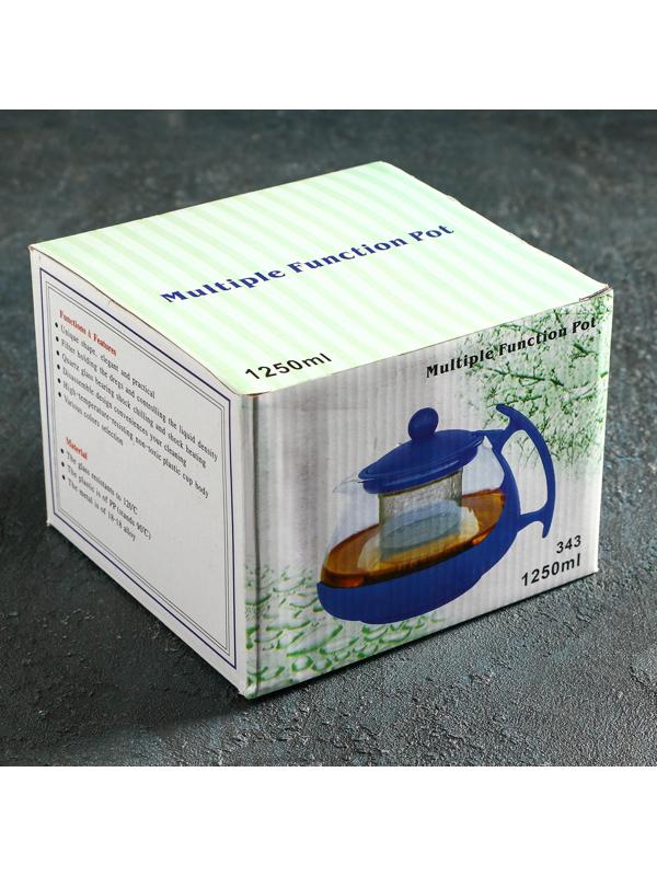 Чайник стеклянный заварочный «Фантазия», 1,25 л, с металлическим ситом, цвет МИКС