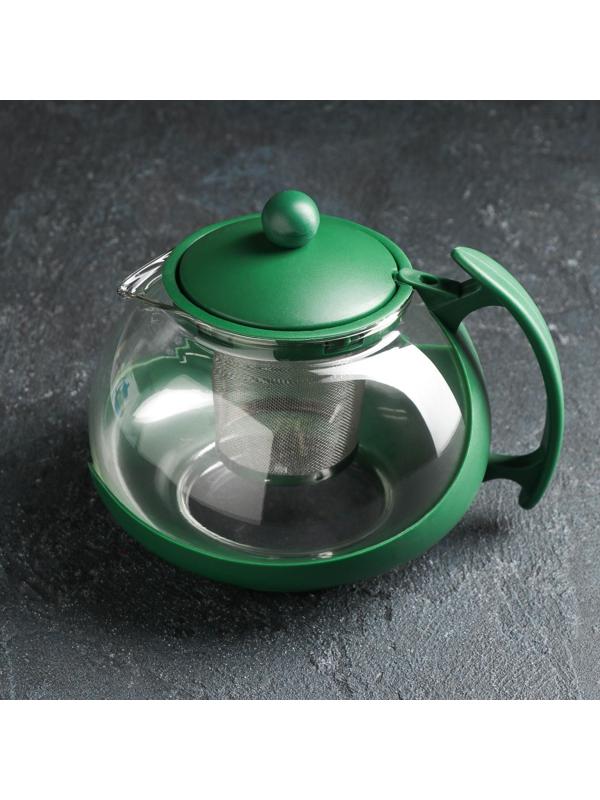 Чайник стеклянный заварочный «Фантазия», 1,25 л, с металлическим ситом, цвет МИКС