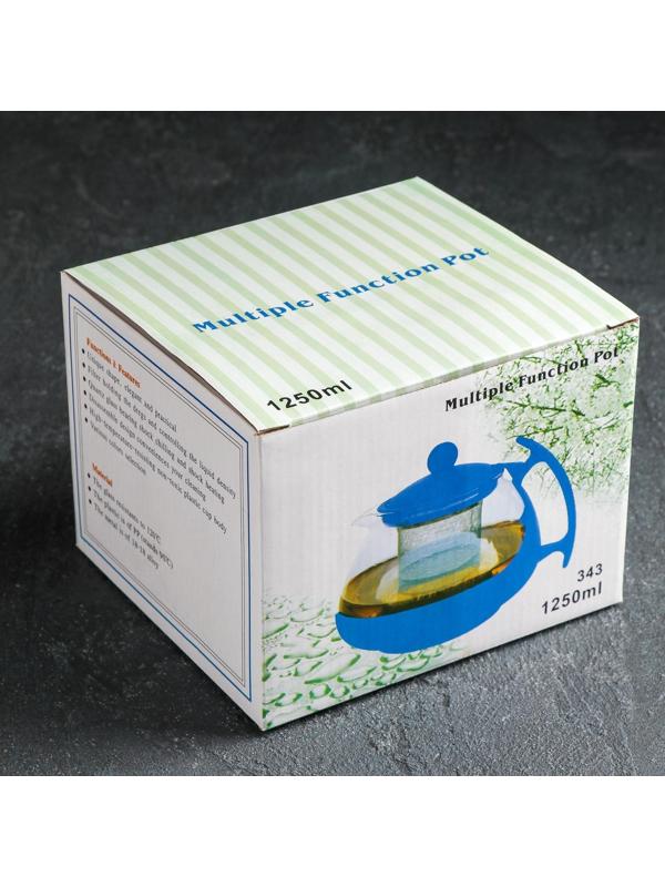 Чайник стеклянный заварочный «Фантазия», 1,25 л, с металлическим ситом, цвет МИКС