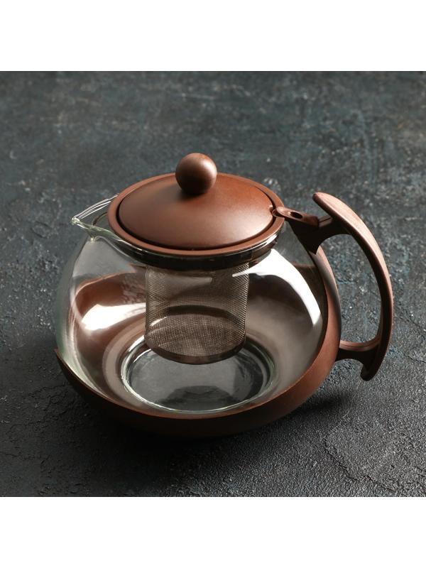 Чайник стеклянный заварочный «Фантазия», 1,25 л, с металлическим ситом, цвет МИКС