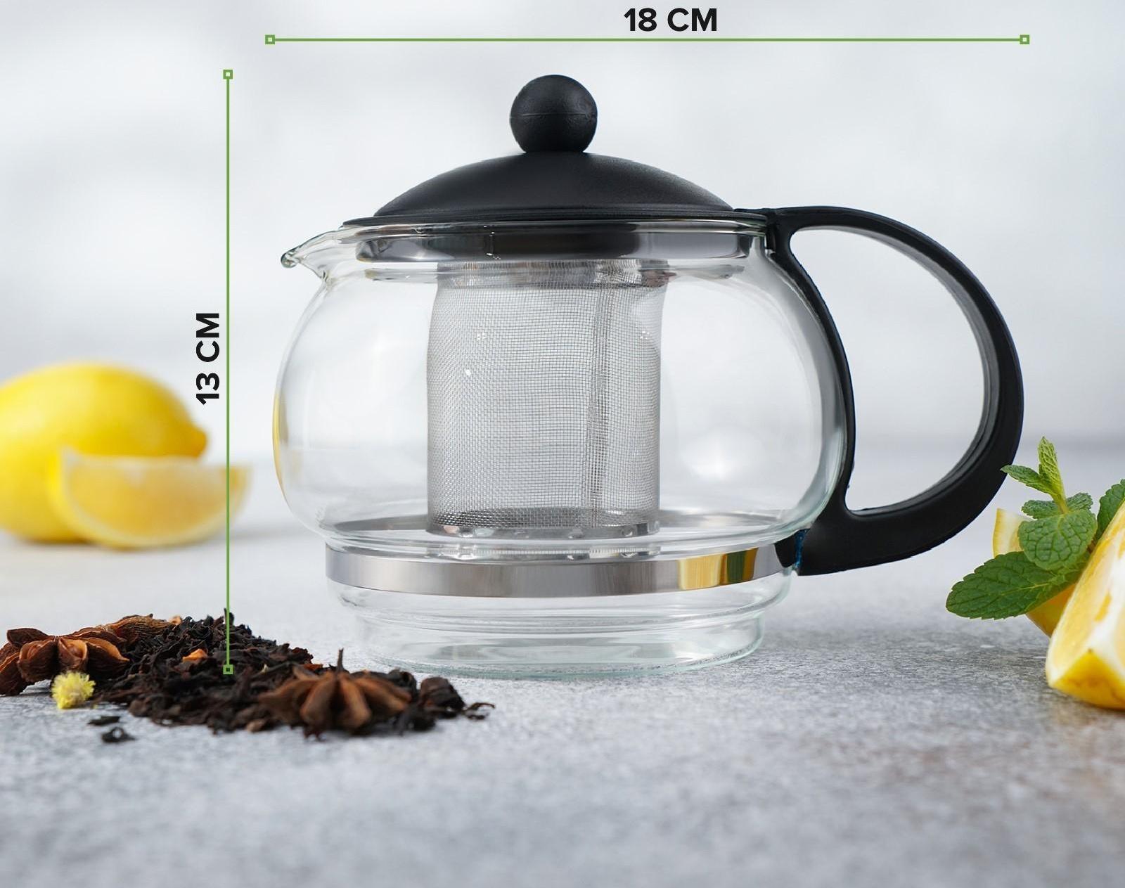 Чайник стеклянный заварочный «Вдохновение», 850 мл, с металлическим ситом, цвет чёрный