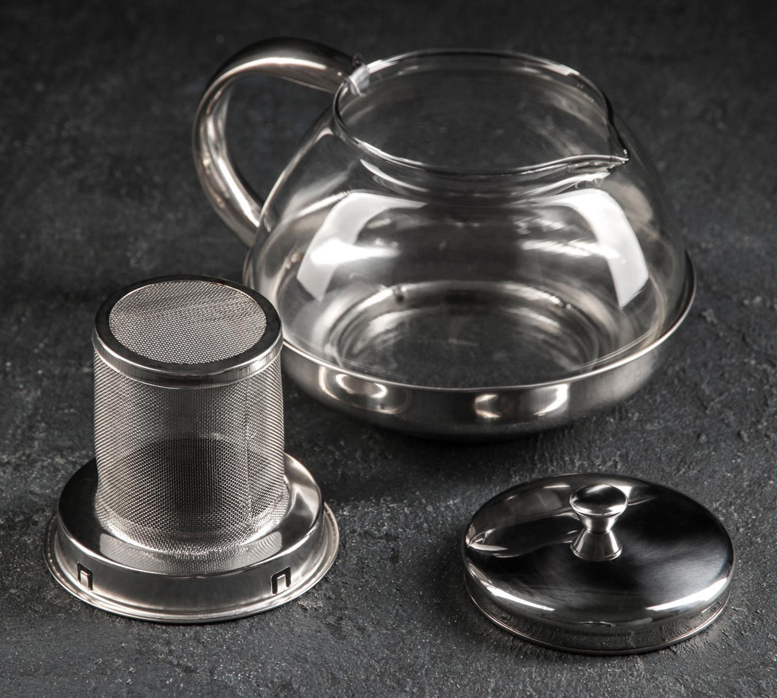 Чайник стеклянный заварочный «Металлик», 1 л, с металлическим ситом