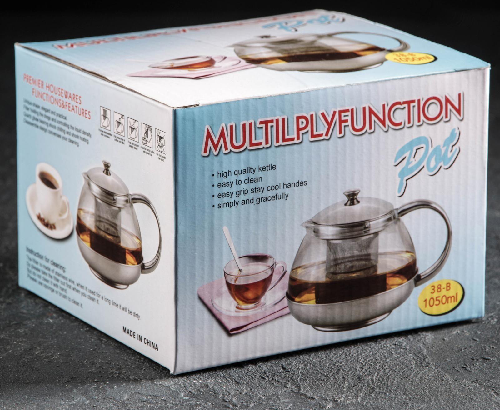 Чайник стеклянный заварочный «Металлик», 1 л, с металлическим ситом