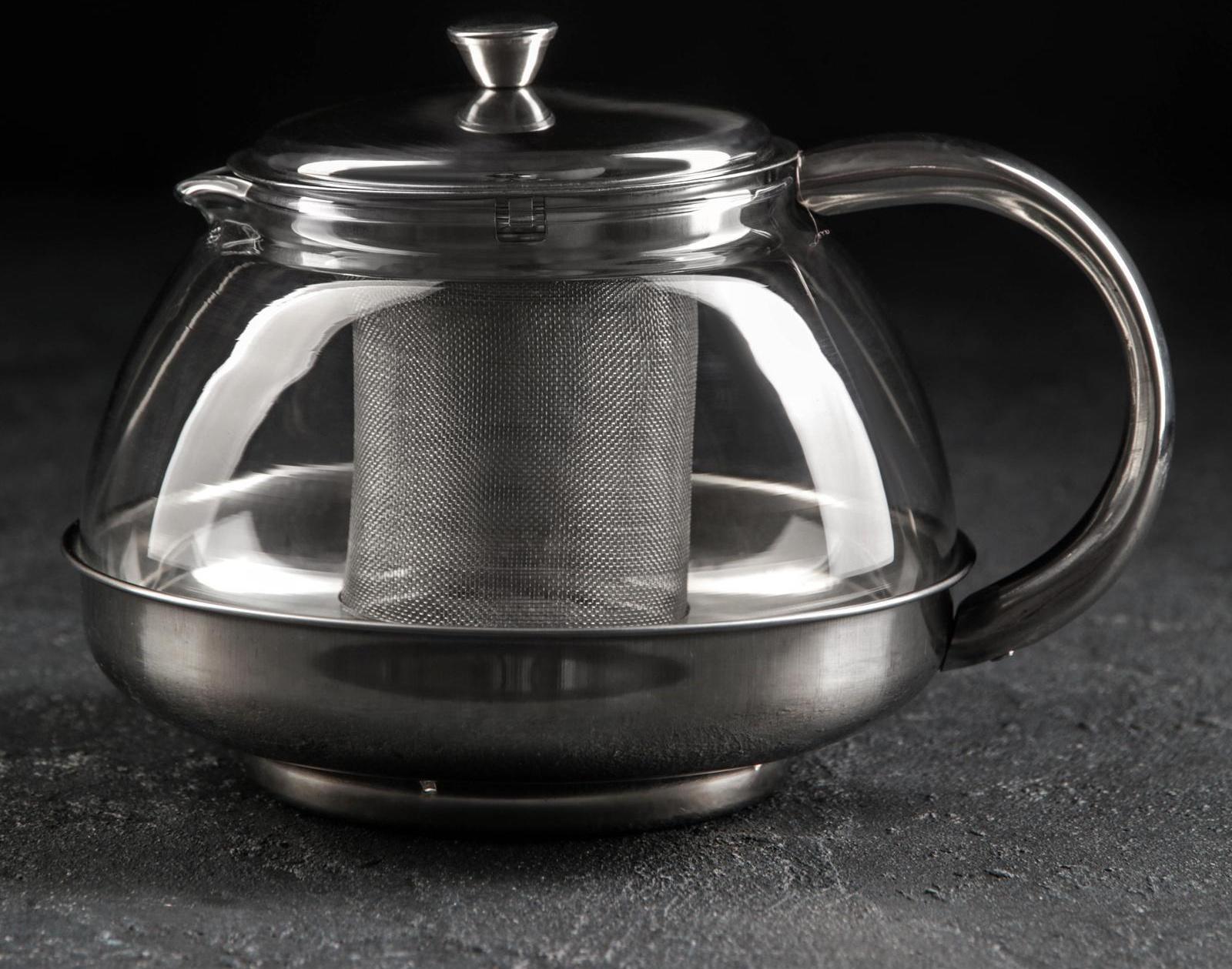 Чайник стеклянный заварочный «Металлик», 1 л, с металлическим ситом