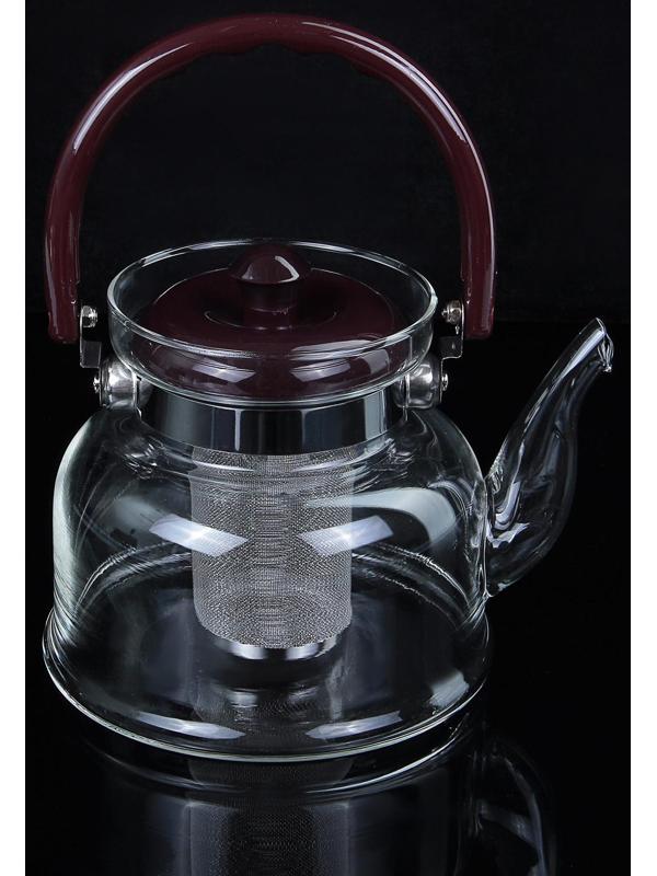 Чайник стеклянный заварочный «Цветочная фантазия», 1 л, металлическое сито