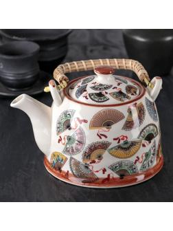 Чайник керамический заварочный «Веера», 900 мл, 17×14×12 см, с металлическим ситом