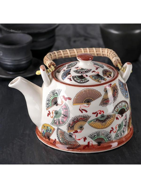 Чайник керамический заварочный «Веера», 900 мл, 17×14×12 см, с металлическим ситом