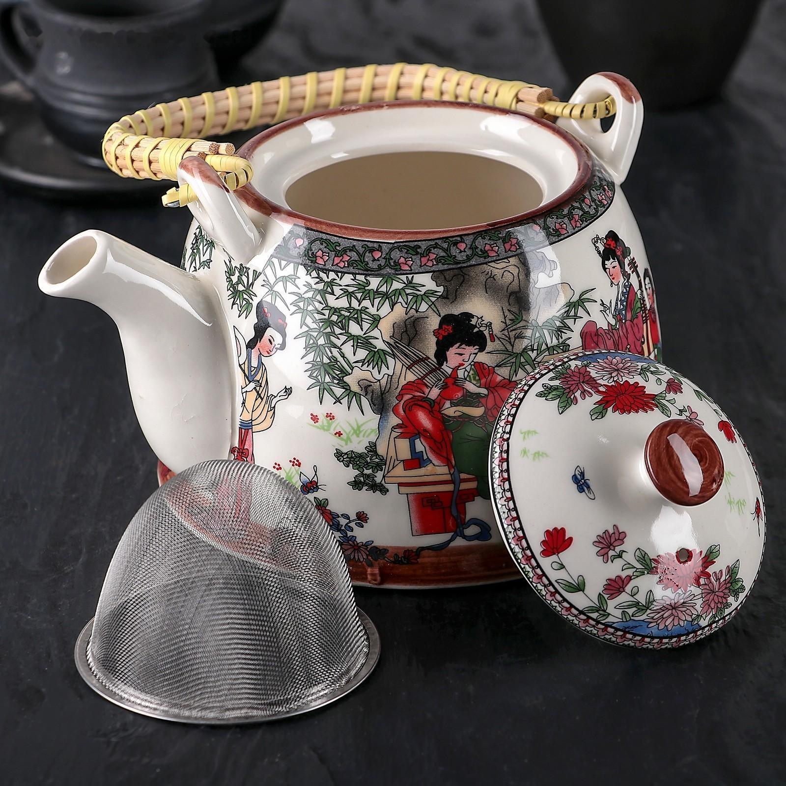 Чайник керамический заварочный «Беседа», 800 мл, с металлическим ситом