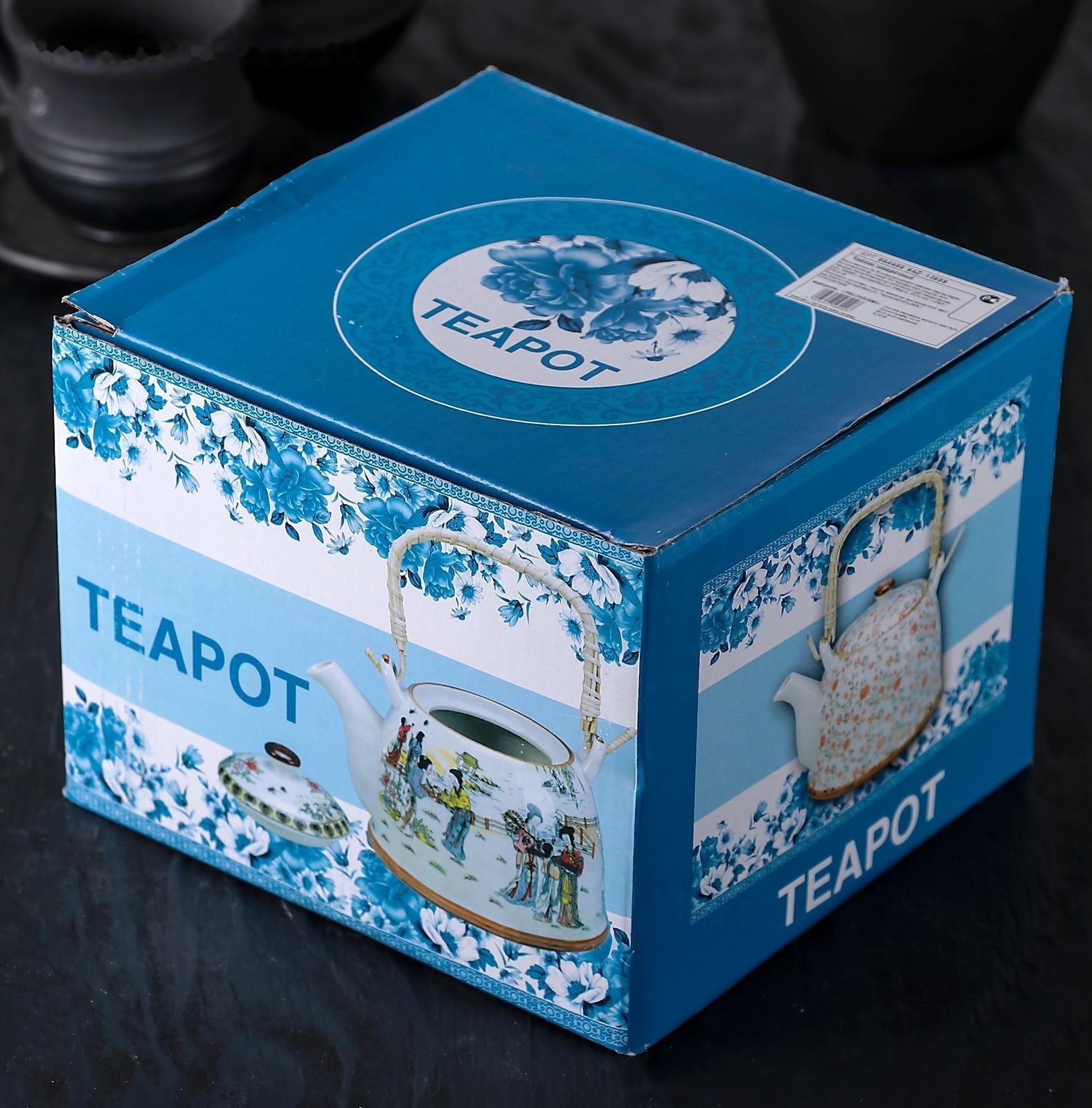 Чайник керамический заварочный «Цветы», 900 мл, 17×14×12 см, металлическое сито