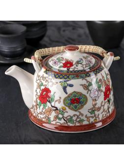 Чайник керамический заварочный «Цветы», 900 мл, 17×14×12 см, металлическое сито