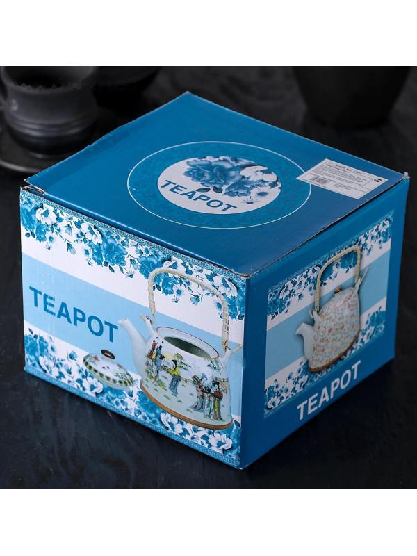 Чайник керамический заварочный «Цветы», 900 мл, 17×14×12 см, металлическое сито