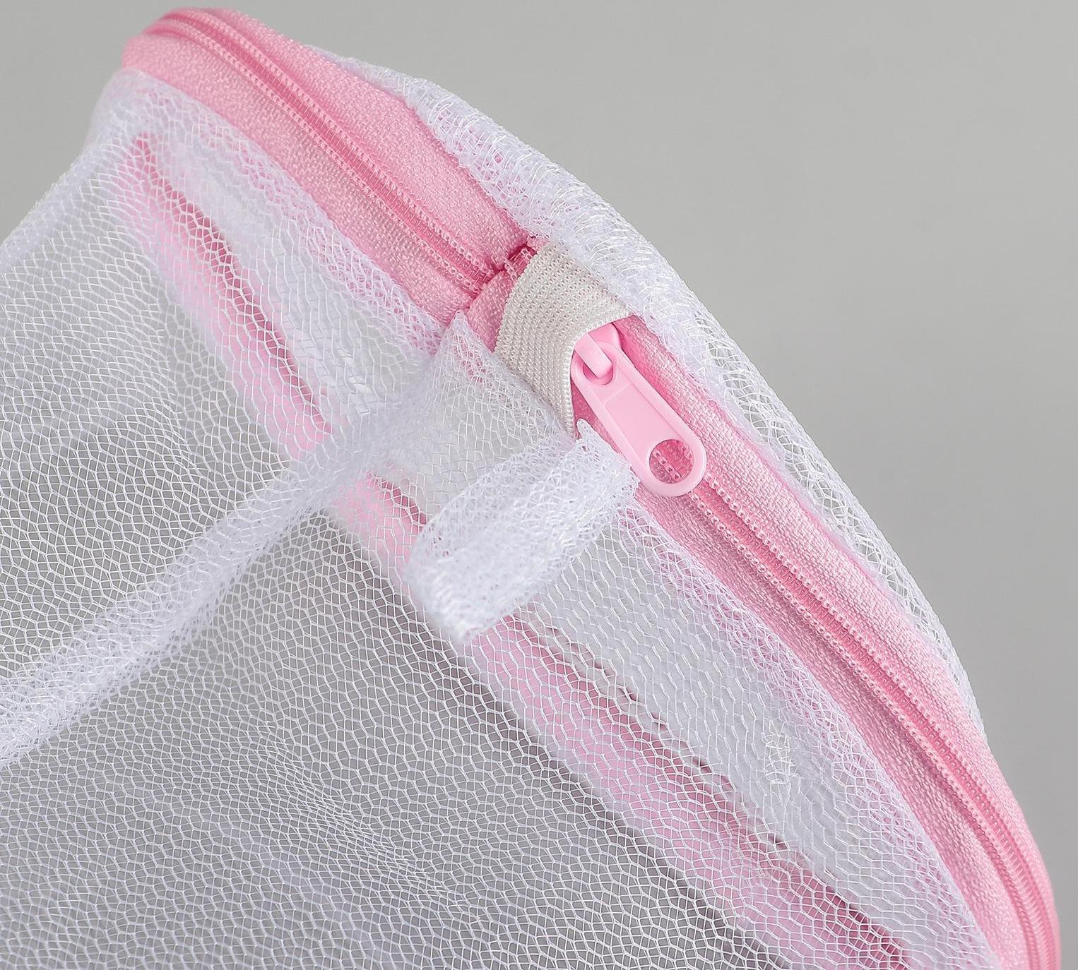 Мешок для стирки белья без диска Доляна, 15×15×13 см, однослойный, мелкая сетка, цвет белый