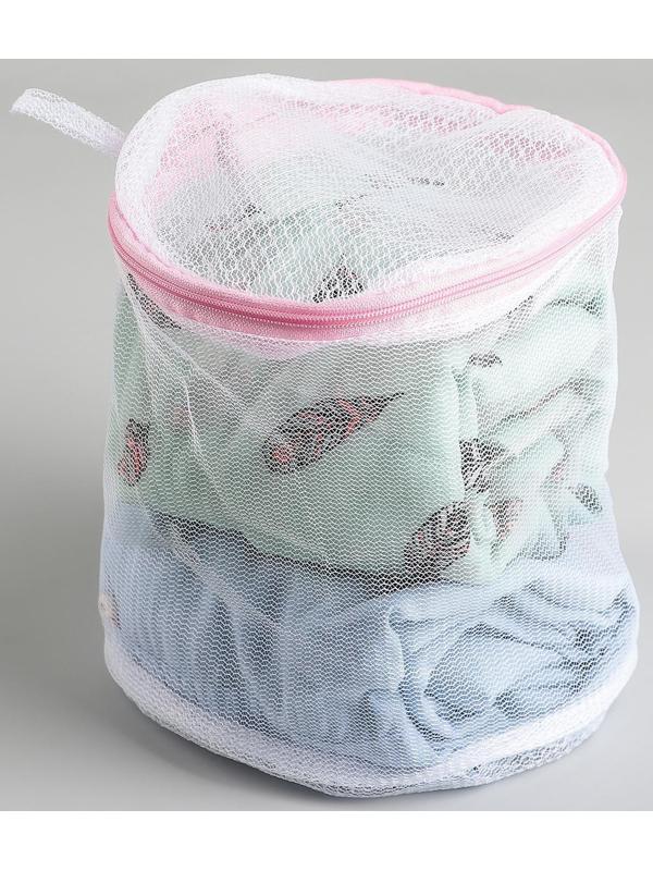 Мешок для стирки белья без диска Доляна, 15×15×13 см, однослойный, мелкая сетка, цвет белый