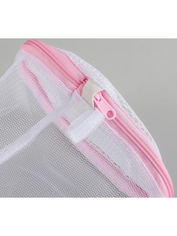 Мешок для стирки белья без диска Доляна, 15×15×13 см, однослойный, мелкая сетка, цвет белый