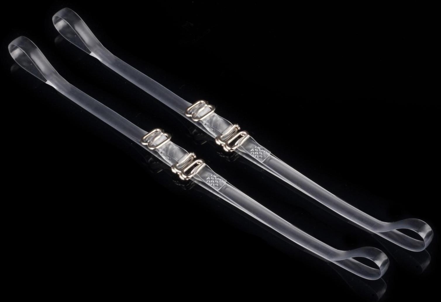 Бретели силиконовые, фурнитура металл, 0,5 см, 37 см, пара, цвет прозрачный