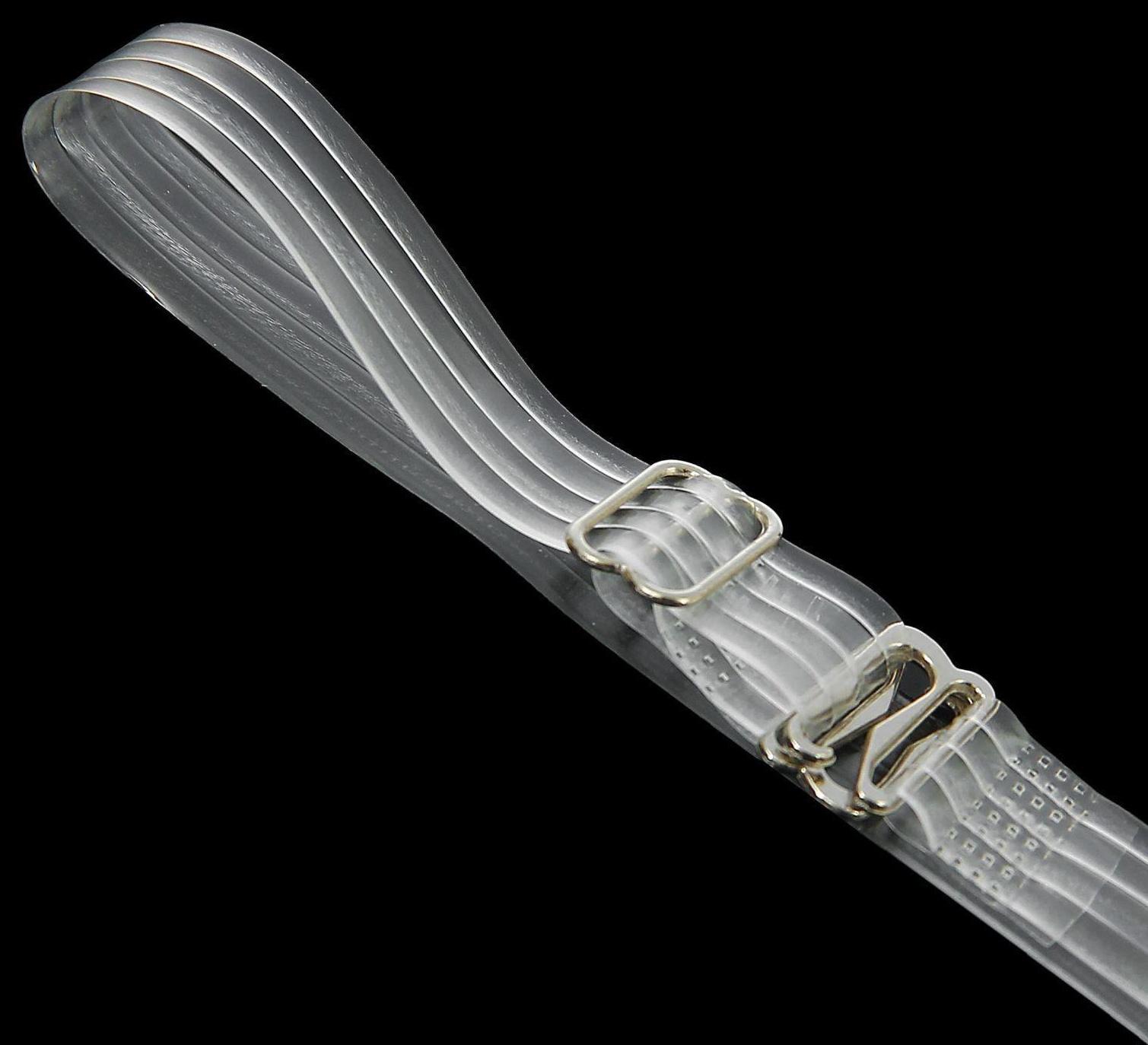 Бретели силиконовые, фурнитура металл, 4 полосы, 1 см, 37 см, пара, цвет прозрачный