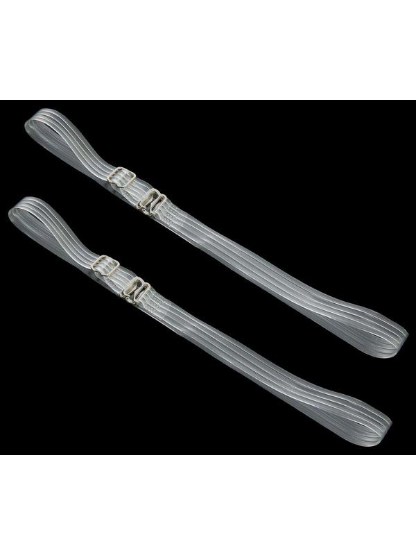 Бретели силиконовые, фурнитура металл, 4 полосы, 1 см, 37 см, пара, цвет прозрачный