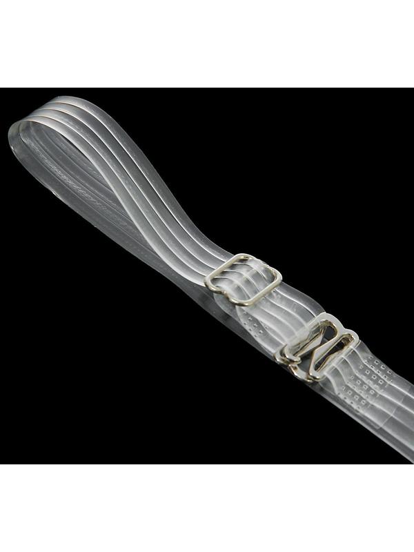 Бретели силиконовые, фурнитура металл, 4 полосы, 1 см, 37 см, пара, цвет прозрачный