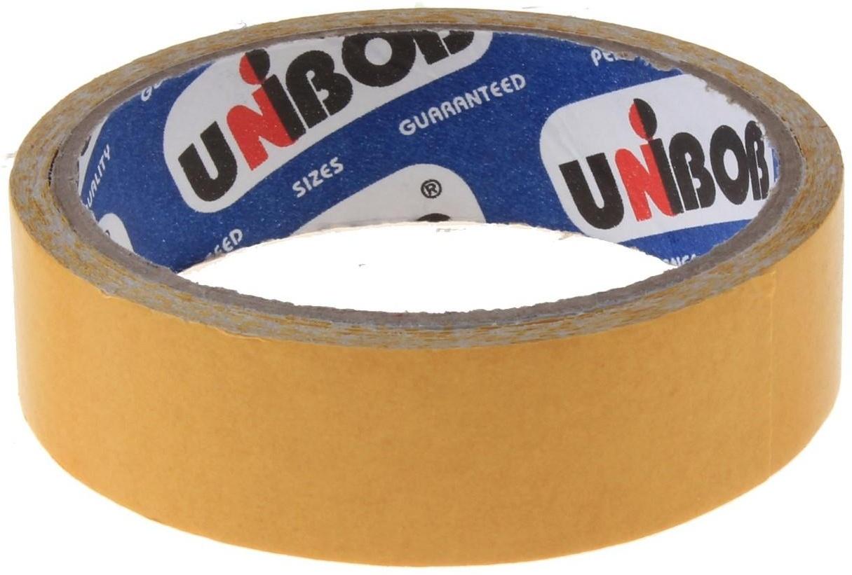Клейкая лента UNIBOB, двусторонняя, ткан основа, 25 мм х 10 м