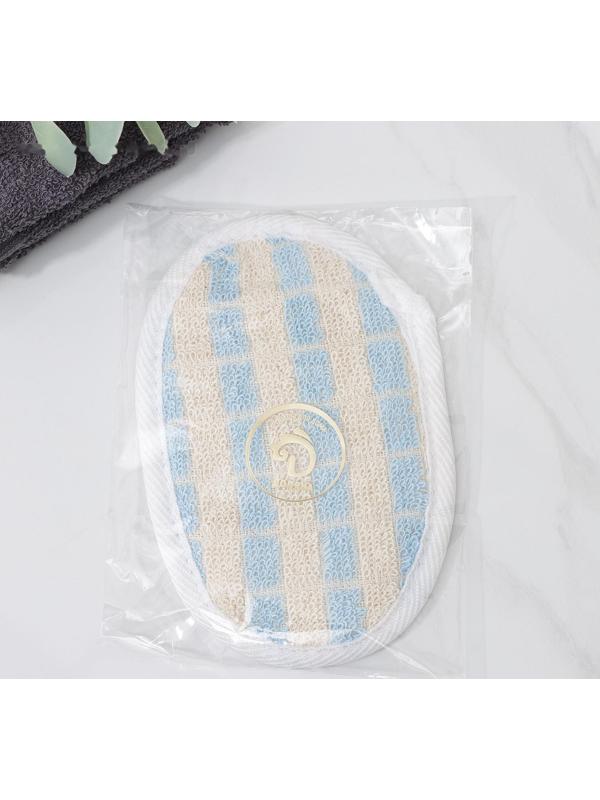 Мочалка для тела овальная Доляна, с резинкой, 11,5×8 см, цвет МИКС