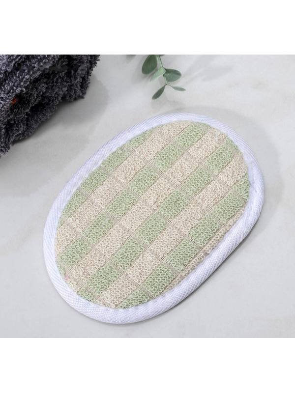 Мочалка для тела овальная Доляна, с резинкой, 11,5×8 см, цвет МИКС