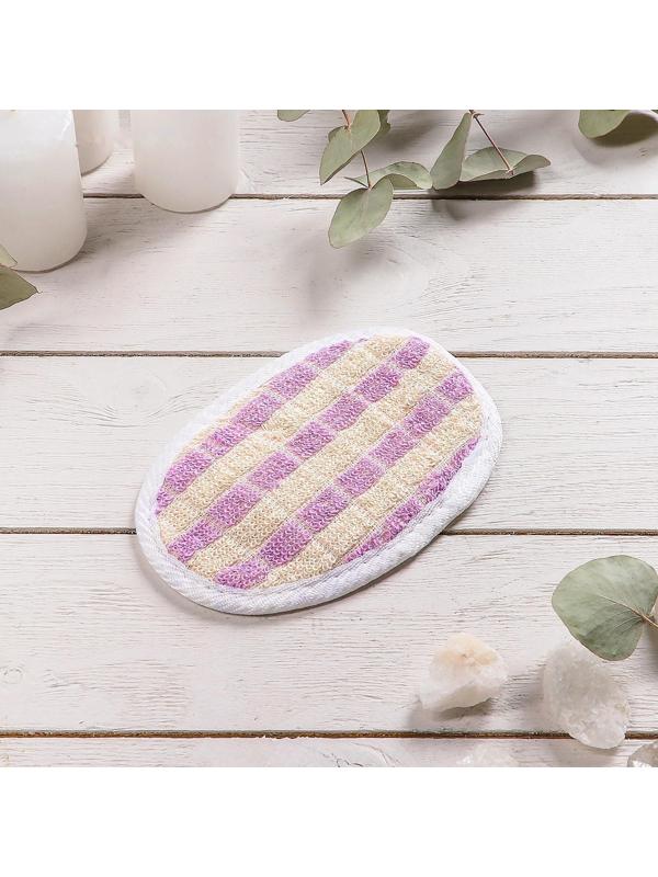 Мочалка для тела овальная Доляна, с резинкой, 11,5×8 см, цвет МИКС