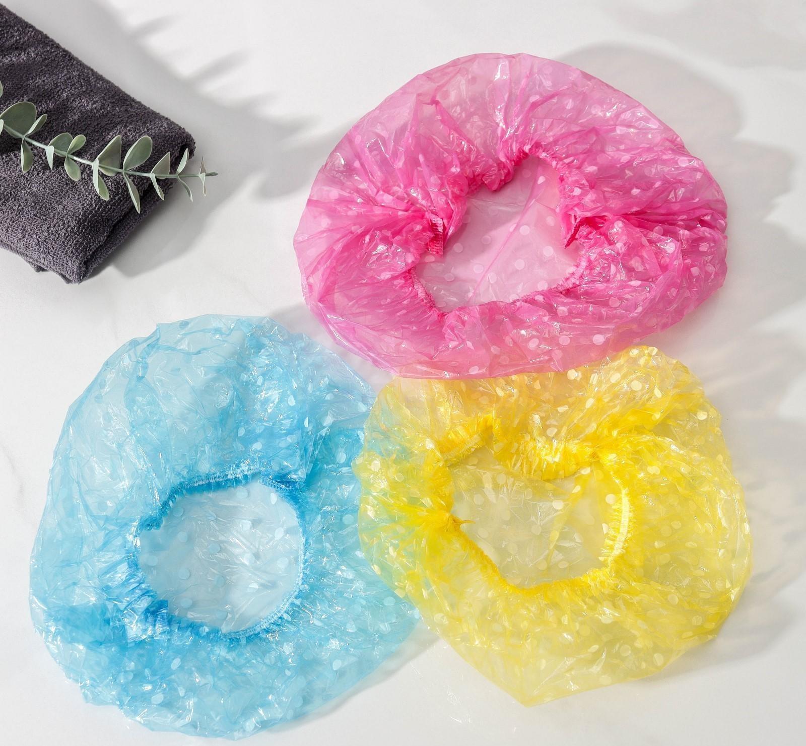 Набор шапочек для душа, 3 шт, полиэтилен, цвет МИКС