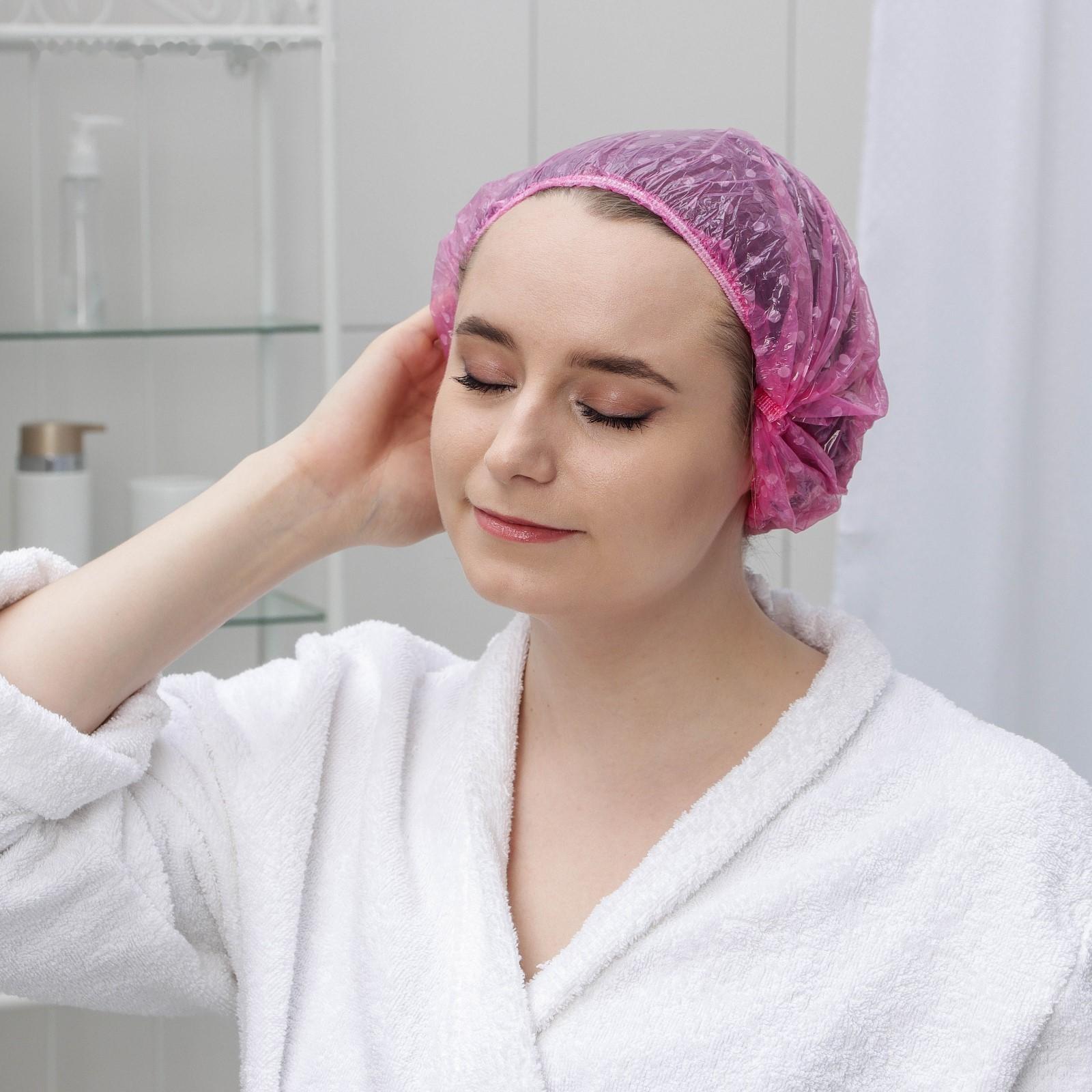 Набор шапочек для душа, 3 шт, полиэтилен, цвет МИКС