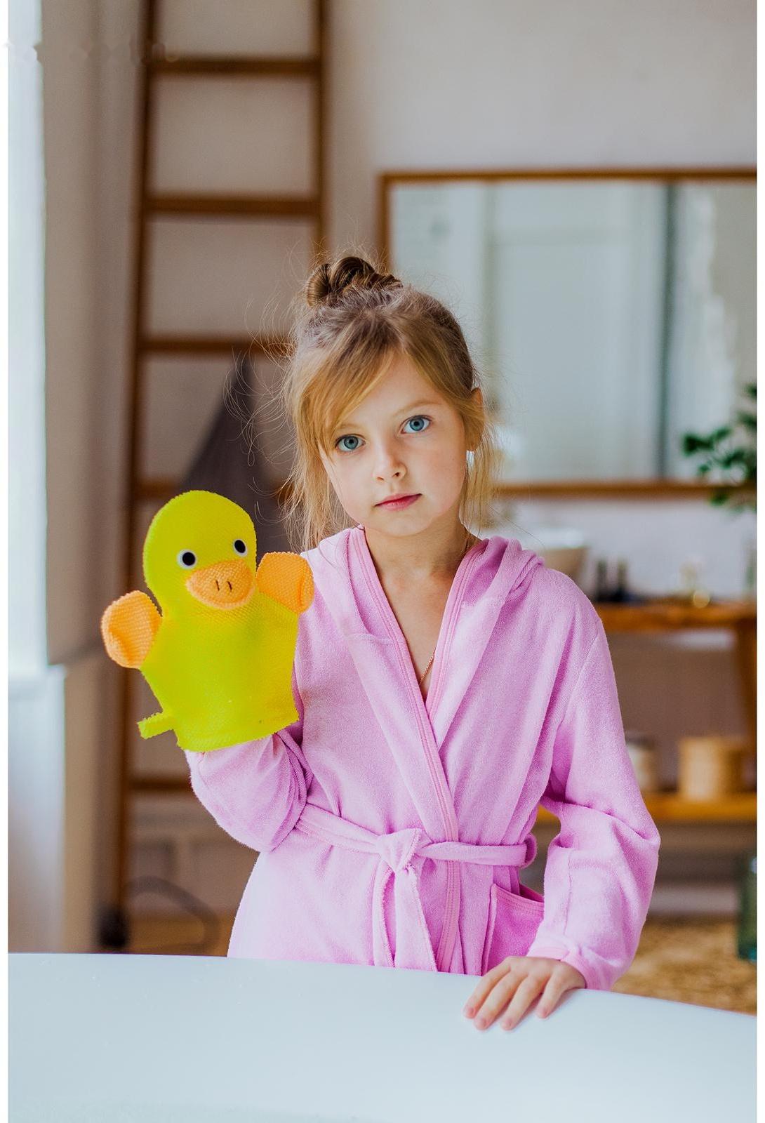 Мочалка-варежка детская для купания Доляна «Уточка», 21 см