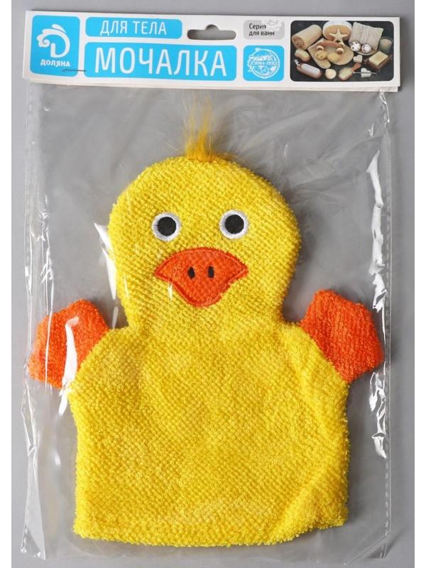 Мочалка-варежка детская для купания Доляна «Уточка», 21 см