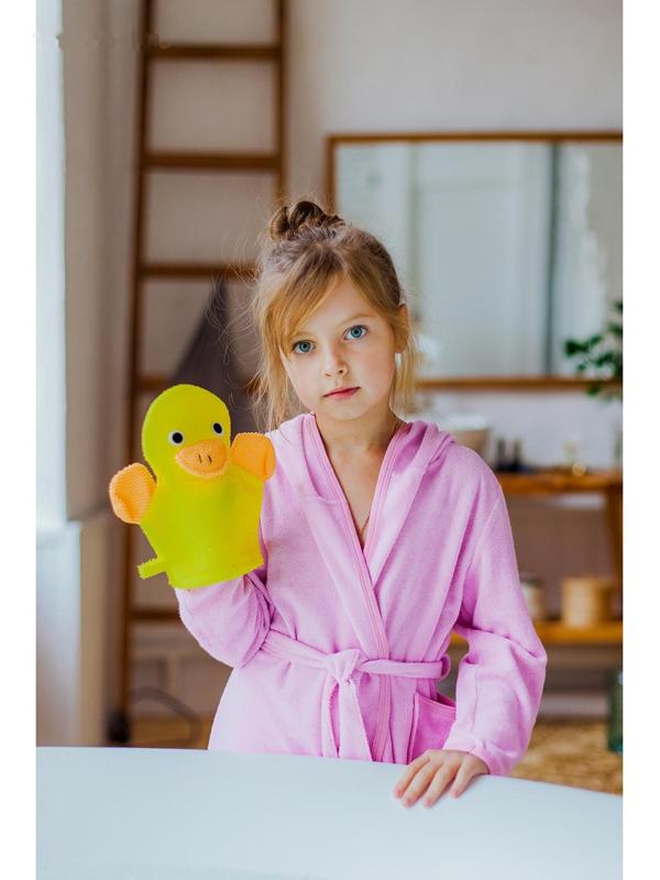 Мочалка-варежка детская для купания Доляна «Уточка», 21 см