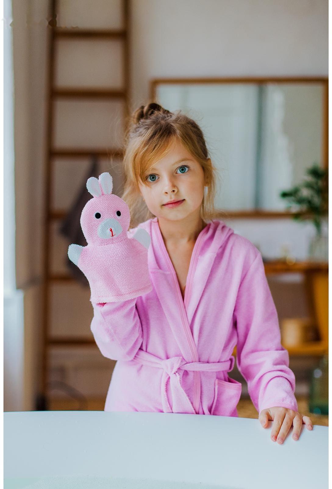 Мочалка-варежка детская для купания Доляна «Зайка», 23 см