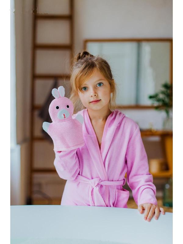 Мочалка-варежка детская для купания Доляна «Зайка», 23 см