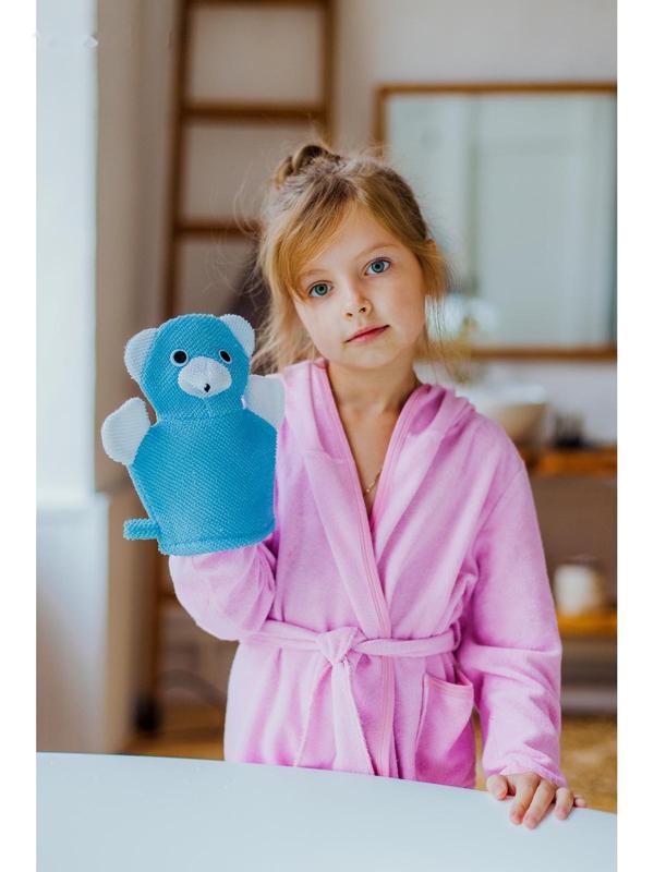 Мочалка-варежка детская для купания Доляна «Мишка», 21 см