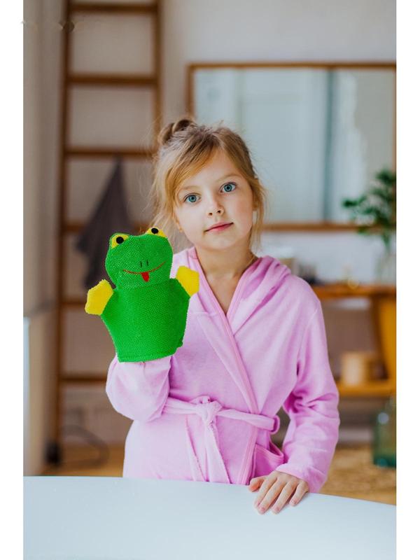 Мочалка-варежка детская для купания Доляна «Лягушонок», 21 см