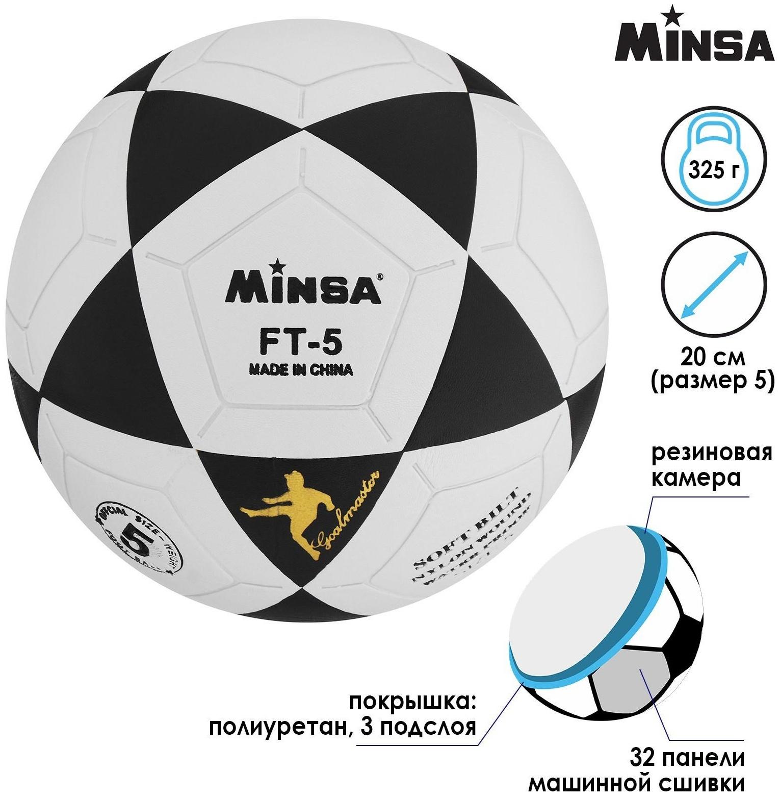 Мяч футбольный Minsa, PU, машинная сшивка, 32 панели, размер 5