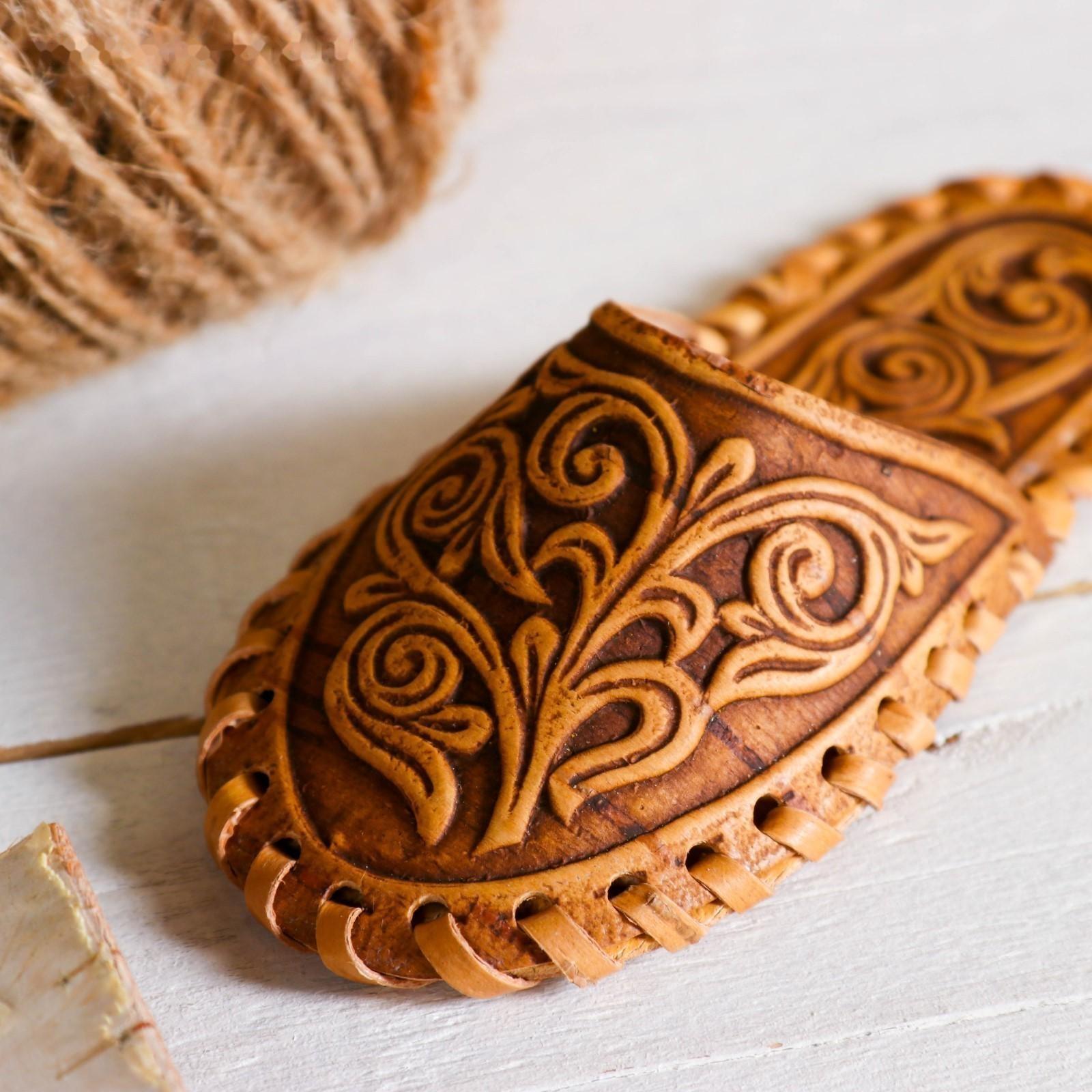 Игольница «Тапочек», 12×5×3 см, микс, береста