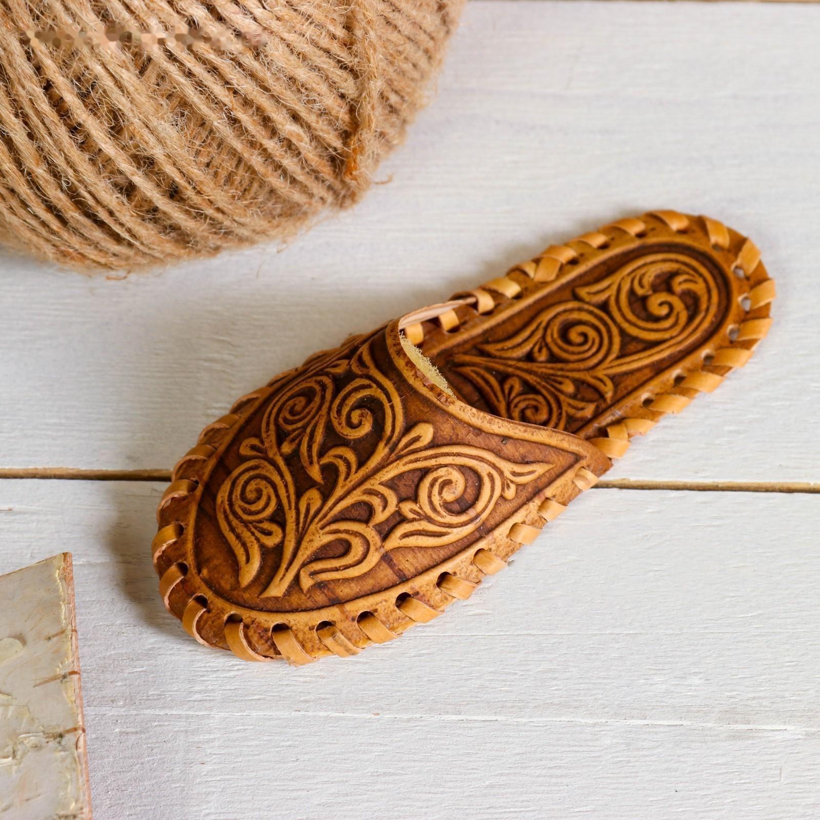 Игольница «Тапочек», 12×5×3 см, микс, береста