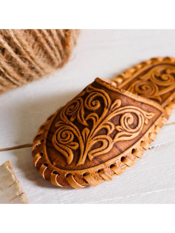 Игольница «Тапочек», 12×5×3 см, микс, береста