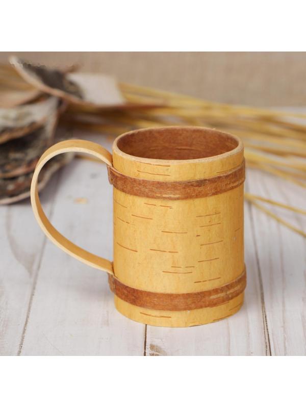 Кружка средняя, 6 × 6 × 7,5 см, береста