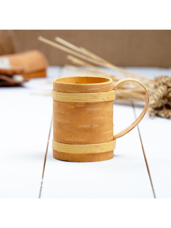 Кружка средняя, 6 × 6 × 7,5 см, береста