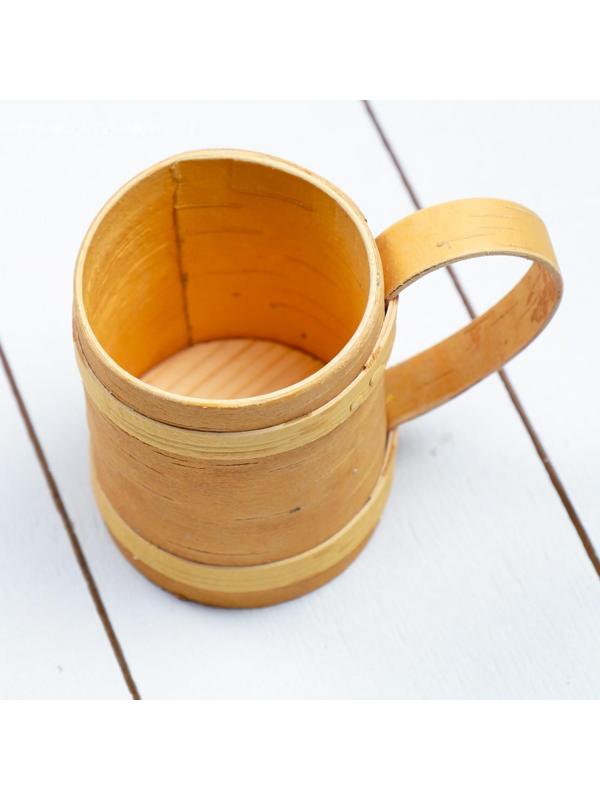 Кружка средняя, 6 × 6 × 7,5 см, береста