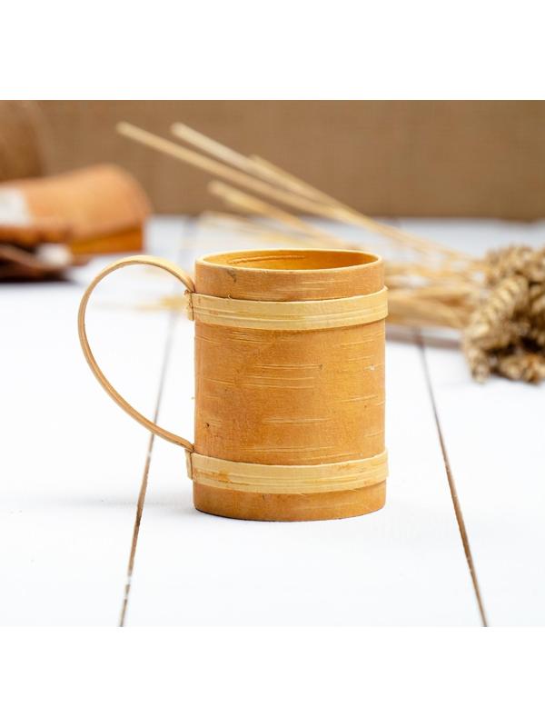 Кружка средняя, 6 × 6 × 7,5 см, береста