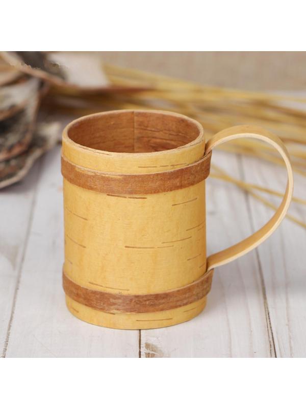 Кружка средняя, 6 × 6 × 7,5 см, береста