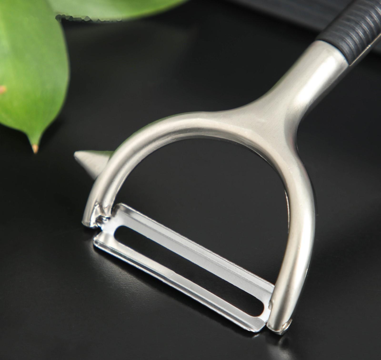 Овощечистка Доляна «Велес», 15,5×6,5 см, цвет хромированный, черный