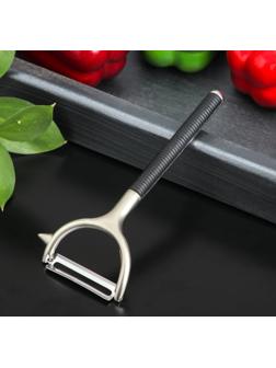 Овощечистка Доляна «Велес», 15,5×6,5 см, цвет хромированный, черный