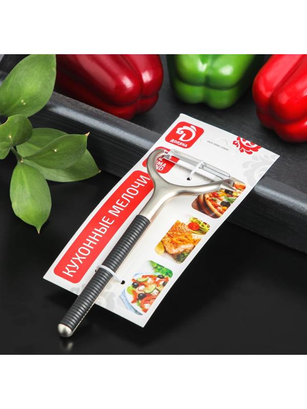 Овощечистка Доляна «Велес», 15,5×6,5 см, цвет хромированный, черный